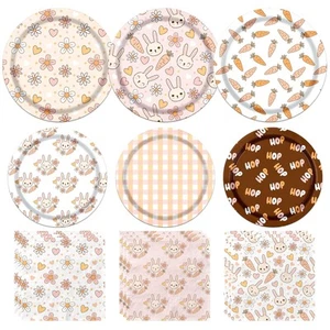 Easter Paper Plates and Napkins, 62Pcs Easter Party Supplies Bunny Carrot Pla... - Picture 1 of 6