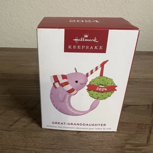 Hallmark 2024 Keepsake Ornament Great‑Granddaughter Narwhal New in Box - Picture 1 of 14