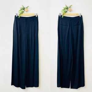 Ann Taylor NWT 100% Rayon Black High Rise Pleated Career Wide Leg Trousers Sz 0 - Picture 1 of 12