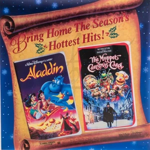 Aladdin und der Muppet Weihnachtslied Disney VHS Store Werbeschild/Poster 36x36  - Bild 1 von 4