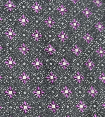 Canali 1934 领带 100% 真丝灰色粉红色花卉几何意大利商务奢华 — 第 1/4 张图片