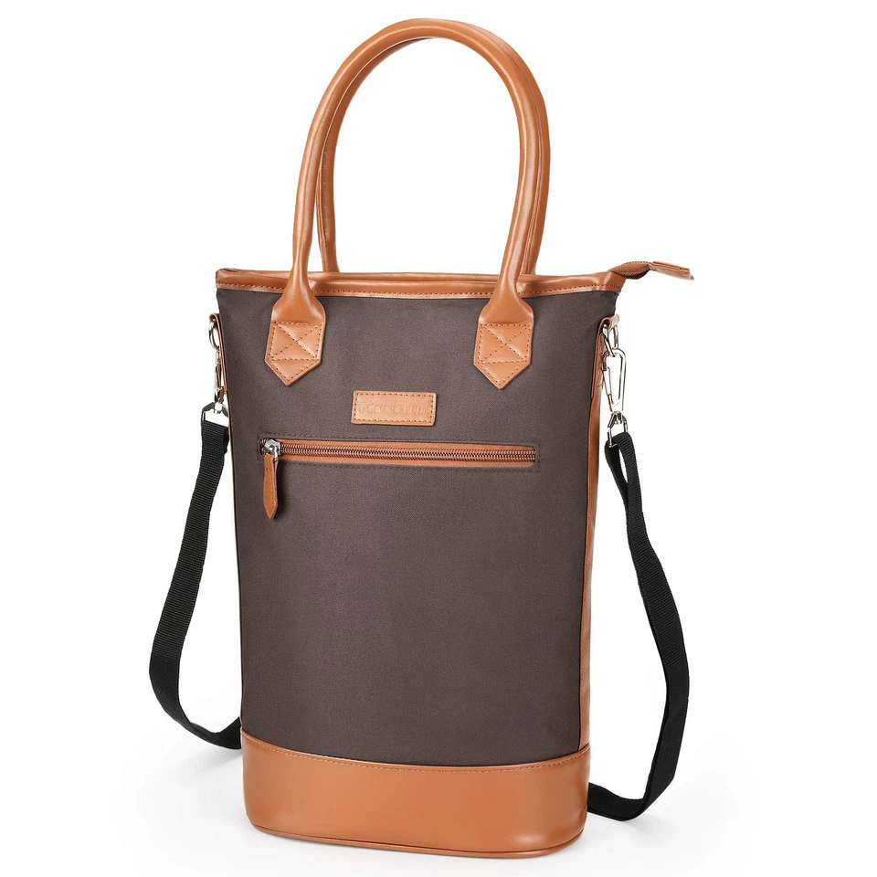 Wine Carrier Tote Bag Insulated 2 Bottle Cooler Carrying Case for Travel Picnic