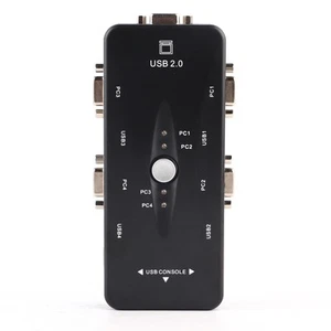 4-Port USB 2.0 KVM VGA/SVGA Monitor Hub Computer Switch Box Adapter Devices F FY - Afbeelding 1 van 7