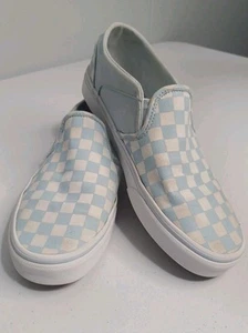 VANS Off The Wall Baby Blue Checkered Slip On Shoes Sneakers Women’s 9 - Picture 1 of 8