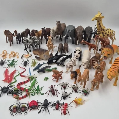 VTG 90s 2000s Scleich Safarai LTD & Other Brands Animal Moose Giraffe Whale Bugs - Image 1 of 4