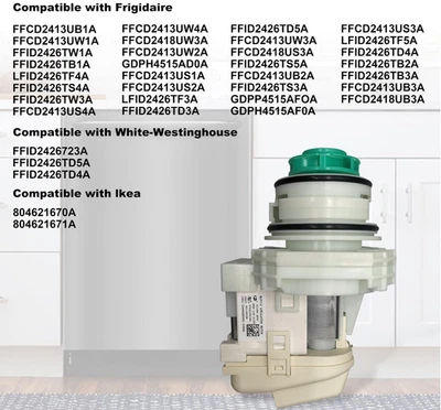 5304519906 Motor and Pump Assembly for Electrolux Frigidaire Dishwasher IKEA - Image 1 of 4