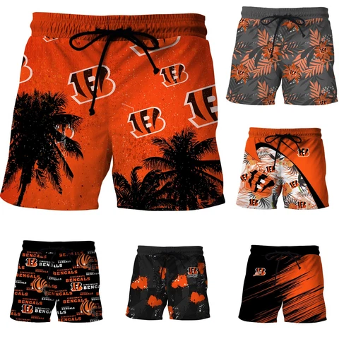 Cincinnati Bengals Men’s Drawstring Shorts Elastic Waist Workout Swim Trunks Cover
