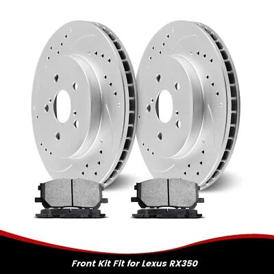 For Lexus RX350 2007-2009 12.56 in Front Drilled Brake Rotors Ceramic Brake Pads Foto 1 de 4