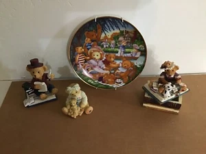 Lot (4) Franklin Mint Enesco Cherished Teddies Hillman Bear Plate MAKE OFFER! - Picture 1 of 11
