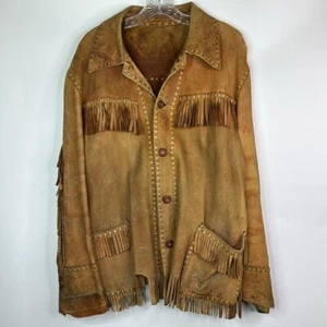 Vintage Buckskin Leather Western Fringe Jacket Size Large - Picture 1 of 14