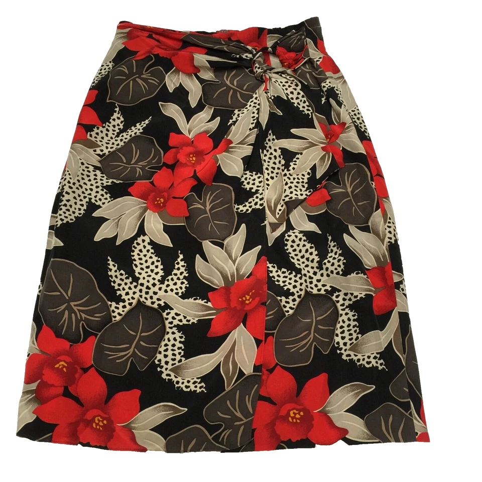 Falda lápiz vintage Dana Buchman para mujer talla 10 estampado floral envoltura de seda multicolor Foto 1 de 4