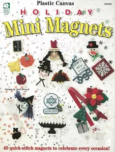 Holiday Mini Magnets Plastic Canvas Snowman Snowflake Easter Egg Cross Cupid Pot - Picture 1 of 2