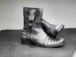 NEW! Mark Nason LELAND Dragon Rock Boots US8.5 Distressed Gray Made In Italy - Picture 1 of 7