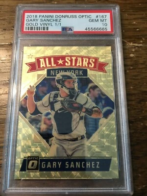 2018 Donruss Optic GARY SANCHEZ #167 Gold Vinyl SUPERFRACTOR 1/1 PSA 10 GEM MINT - Image 1 of 4