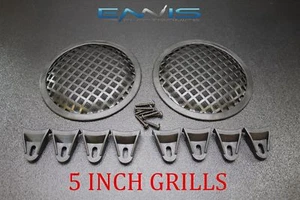 (2) 5 INCH STEEL SPEAKER SUB SUBWOOFER GRILL MESH COVER W/ CLIPS SCREWS GR-5 - Picture 1 of 4