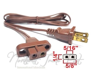 6ft Polarized 2-Pin Power Cord with Ears for Vintage Solid State TV Stereo Radio - Picture 1 of 8