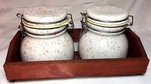 Dos latas de cocina selladas de cerámica vintage / 3 1/2 de capacidad cada una - Imagen 1 de 4