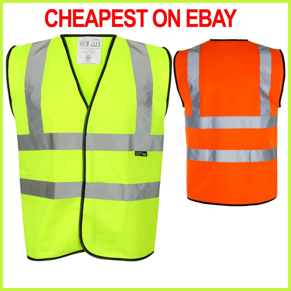 Hi Viz Vest High Vis Safety | YELLOW ORANGE | EN471 Waistcoat Visibility Jacket - Image 1 of 1
