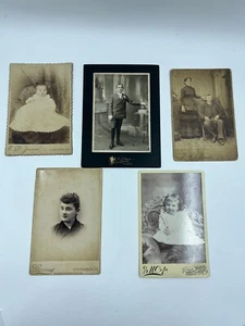 Victorian Era Family Portrait - Instant Family - Lot of 5 Cabinet Cards. B32 - Picture 1 of 7