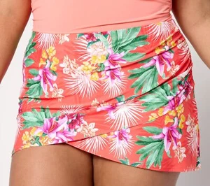 Jantzen Pull-On Draped Wrap Front Swim Tankini Coral Gardens 20W New - Picture 1 of 2