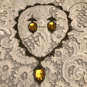 JUEGO COLLAR P CHARLOTTE FILIGRANA VICTORIANA S ORO AMARILLO DK PENDIENTES LARGOS CHD - Imagen 1 de 11
