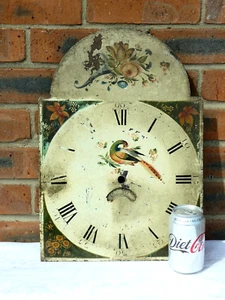 18thC Enamel Long Case Clock Dial Hand Painted Floral & Pheasant Bird Scene a/f - Picture 1 of 8