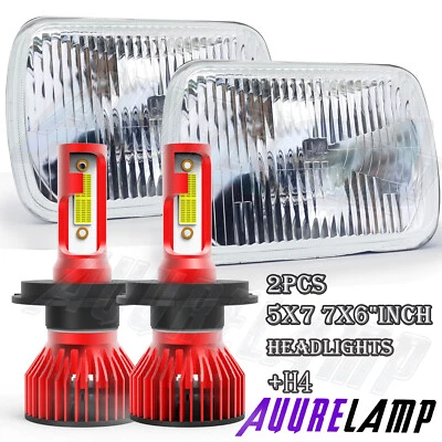 For Pontiac Firebird 1982-1990 Pair 7x6" inch LED Headlight High-Low Sealed Beam - Image 1 of 4