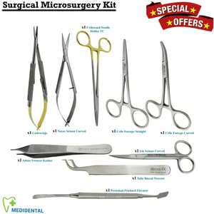 Juego de herramientas quirúrgicas de microcirugía alicates de tejido soporte de aguja Castroviejo nuevo - Imagen 1 de 12