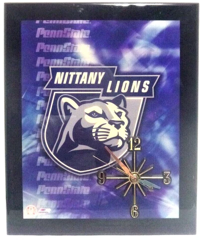VINTAGE CLOCK  PENN STATE 2003  PSU  WALL CLOCK NITTANY LIONS on LACQUERED WOOD Cover