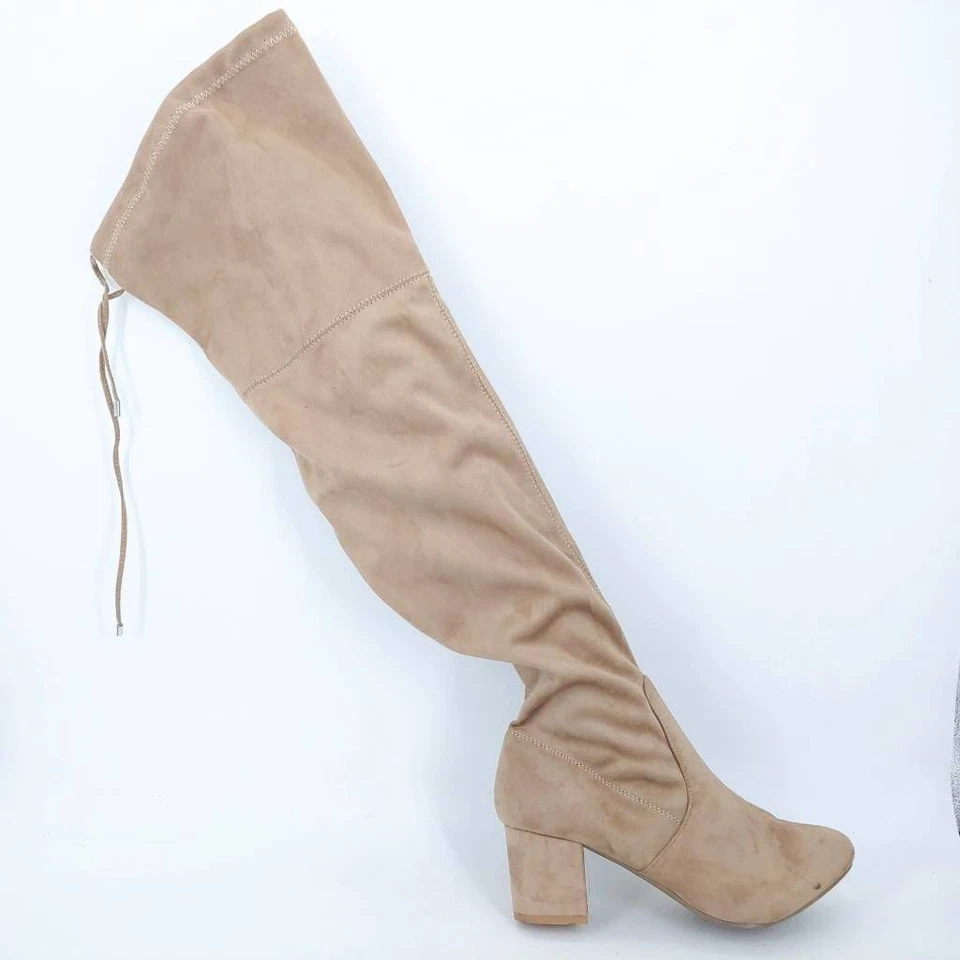 Botas Lane Bryant para mujer color topo tacones bloque sobre la rodilla cremallera lazo pantorrilla 10 W Foto 1 de 4