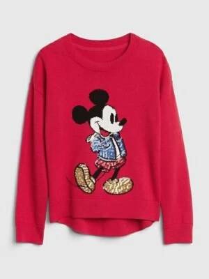 Suéter Gap Kids Disney Mickey Mouse Lentejuelas Rojas Crew S 6-7 XL 12 $45 NUEVO CON ETIQUETAS Foto 1 de 4
