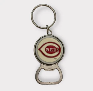 Cincinnati Reds MLB Keyring Bottle Opener Keychain Silver Enamel White & Red NOS - Picture 1 of 7