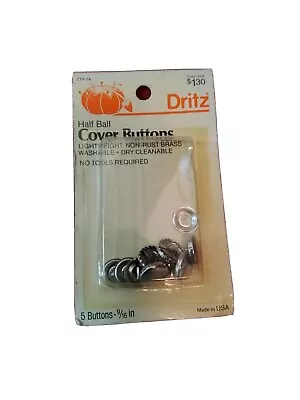 Vintage Dritz Half Ball Cover Buttons Size/No  24-9/16" Brass # 213-24 5 Pieces - Image 1 of 3