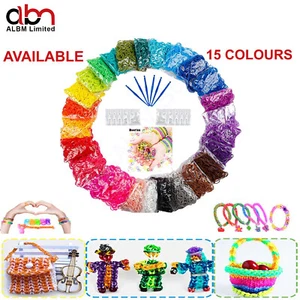 LOOM BANDS ASSORTED BRACELET MAKING MULTI COLOUR RUBBER DIY KIT KIDS UK - Picture 1 of 48