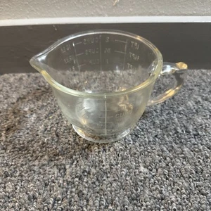 Vintage Footed Measuring/Mixing Cup D Handle Embossed Glass Used 2 Cups - Picture 1 of 9
