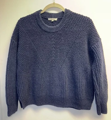 Suéter Pullover MADEWELL Joslin Talla XS Azul Marino Grueso Tejido Manga Larga Foto 1 de 4