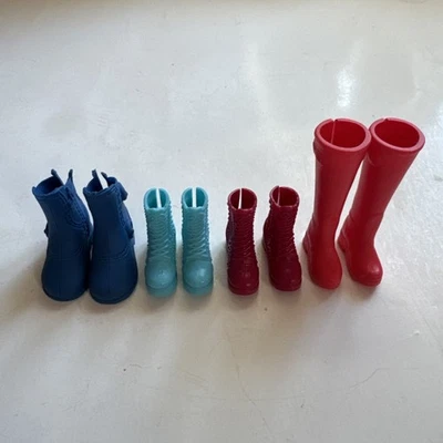 Barbie & Ken Doll Boots Tall Boots Shoes Lot Of 4 Pairs Modern 2010s Red Blue - Image 1 of 4