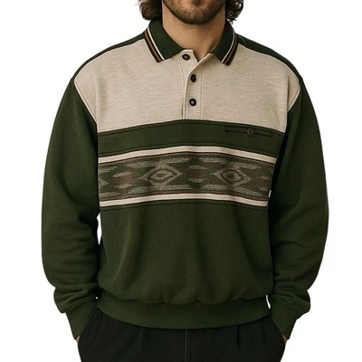 Sudadera polo vintage de los 90 Knightsbridge para hombre con retazos estampado azteca XL Foto 1 de 4