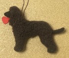 IRISH WATER SPANIEL with a RED HEART - Part needle felted DOG