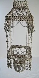 Vintage Puka Cowrie Seashell Hanging Plant Holder Basket - Picture 1 of 7
