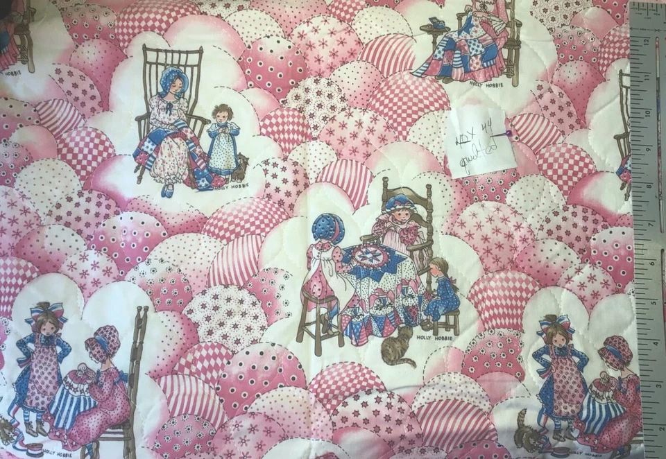 Vintage Holly Hobbie Quilted Fabric American Greetings 1 yd 4 inches - Image 1 of 1