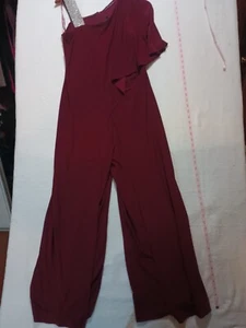 R&M RICHARDS Womens Burgundy Draped Panel At Front Wide Leg Jumpsuit Size 10 - Picture 1 of 7