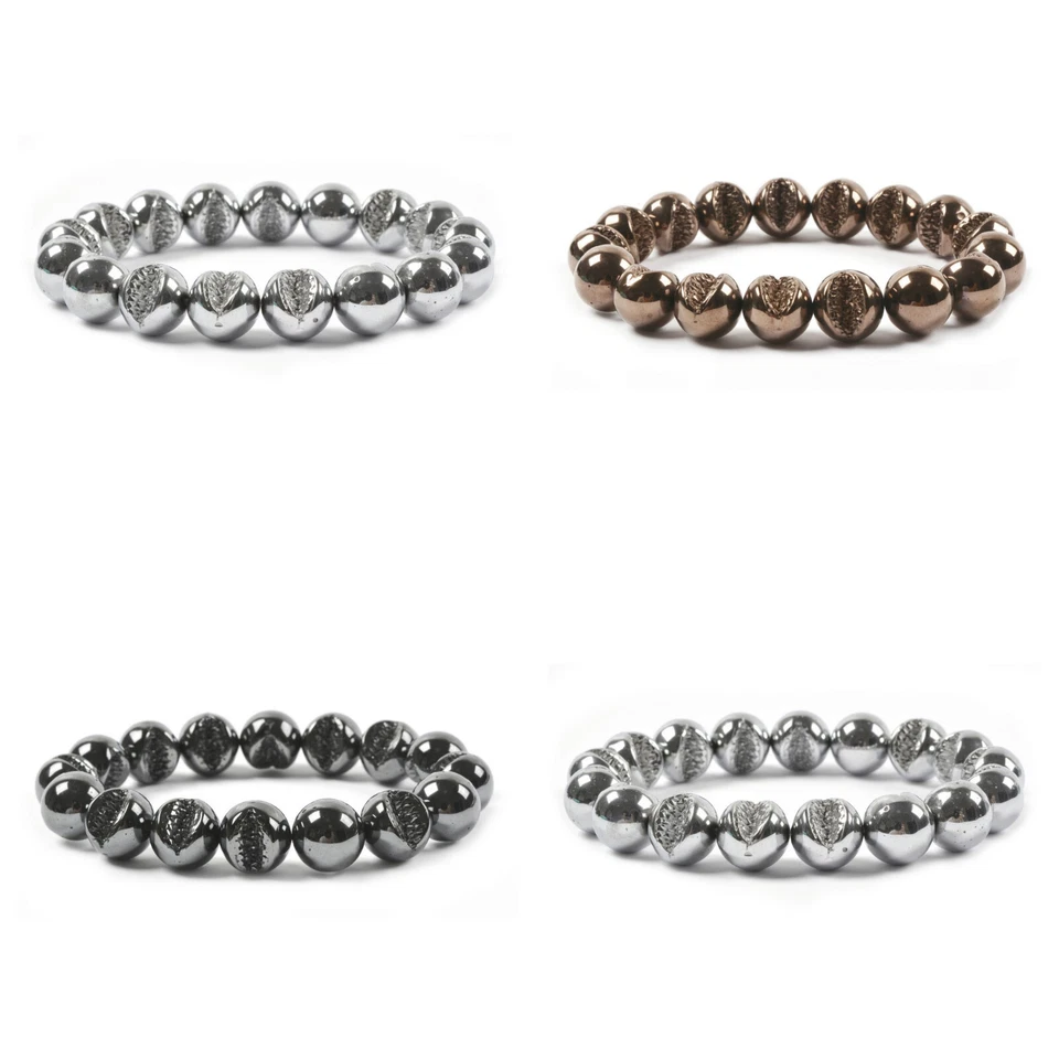 Pulsera elástica cuentas redondas titanio hematita 12 mm 7 pulgadas Foto 1 de 1