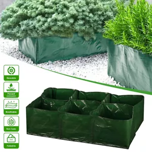Fabric Raised Garden Bed 90x60x25cm 6 Grids Waterproof Grow Bags Herbs Flowers - Picture 1 of 13