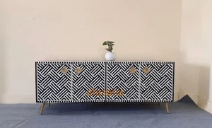 handmade bone inlay media console table bone inlay table bone inlay furniture, - Picture 1 of 4