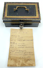 Antique Metal Bank Cash Document Box 10" w/ Ledger Tin Security Lock Box 1920s