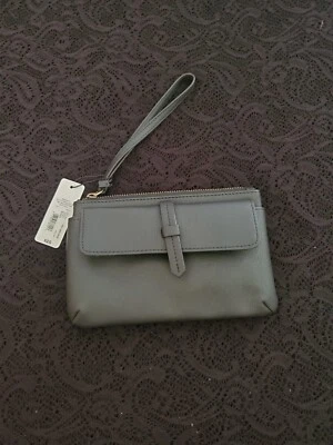 NWT a.n.a. Black Faux Leather Wristlet - Zipper Closure - 7.5" x 4.5" - Image 1 of 4