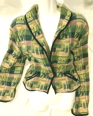 Vtg 90s Casual Corner Southwestern tailored tapestry cotton jacket blazer - SZ L - Image 1 of 4