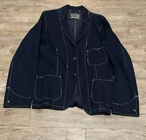 101 Deadstock Vintage Levi Donna Giacca Blazer Grande Nero E Oro Scheda Rara anni 60 - Foto 1 di 6