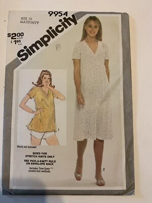 VTG Simplicity Pattern 9954 Maternity Size 16 Jiffy Pullover Dress Or Top 1981  - Image 1 of 4